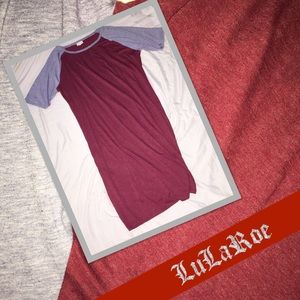 3x LuLaRoe Julia Gray with deep red maroon